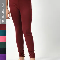 BAESD Girls Pack Of 6 Churidar Length Leggings-picture-56