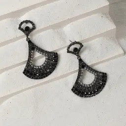 SOHI Silver-Plated Stone Studded Drop Earrings-image-44