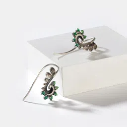 SHAYA 925 Sterling Silver-Plated Oxidised Contemporary Drop Earrings-picture-20