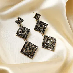 SOHI Silver-Plated Diamond Shaped Drop Earrings-picture-34