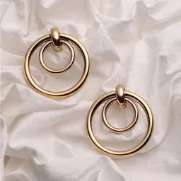 DressBerry Gold-Toned Gold-Plated Circular Drop Earrings image 1