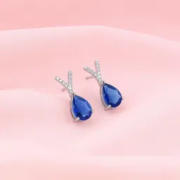 GIVA 925 Silver Midnight Blue Earrings image 1