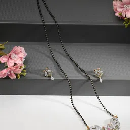 AanyaCentric Gold-Plated American Diamond Mangalsutra With Earrings-image-59