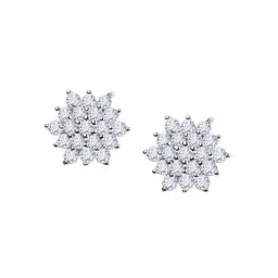 Nistra Rhodium-Plated Cubic Zirconia Floral Stud Earrings-picture-58