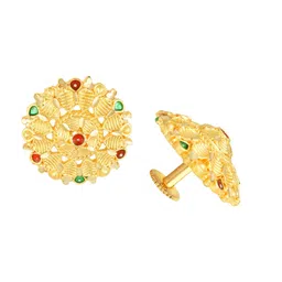Vighnaharta Set Of 3 Gold-Plated Floral Studs Earrings image 1