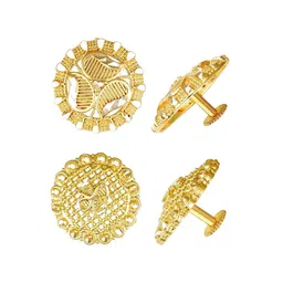 Vighnaharta Set Of 2 Gold Plated Floral Studs Earrings-picture-13