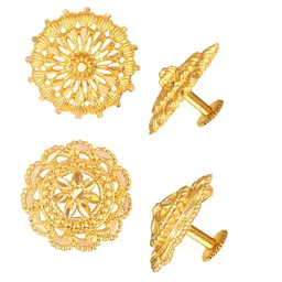 Vighnaharta Set Of 2 Gold-Plated Floral Studs Earrings-picture-11