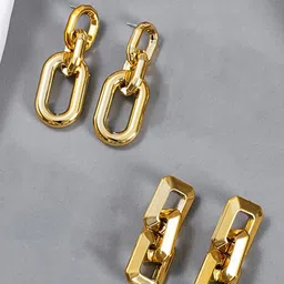 Yellow Chimes Set Of 2 Gold-Plated Drop Earrings-picture-22