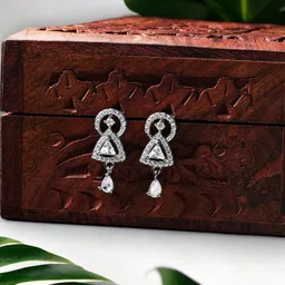 DressBerry Silver-Plated Diamond Shaped Drop Earrings-picture-17