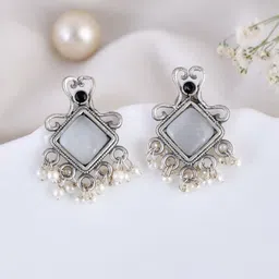 DASTOOR Silver-Plated Square Drop Earrings-picture-48
