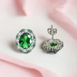 Designs & You Silver Plated Cubic Zirconia-Studded Contemporary Studs Earrings-picture-34