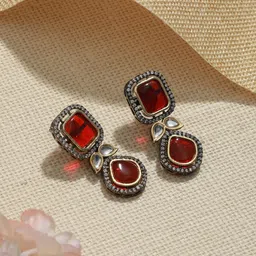 Saraf RS Jewellery American Diamond Gold Plated Drop Earrings-picture-54