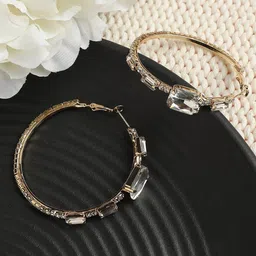 DressBerry Gold-Toned Gold-Plated Circular Hoop Earrings-image-79