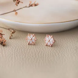 MANNASH Rose Gold-Plated Oval Studs Earrings-picture-11