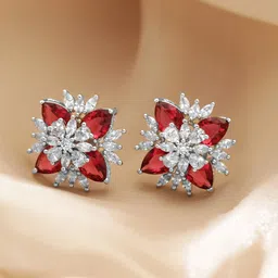 Rubans Silver-Plated Geometric Zircon Studs Earrings-picture-58