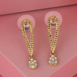 Estele Gold Plated Geometric Drop Earrings-picture-13