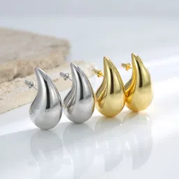 VAGHBHATT Set Of 2 Stainless Steel Teardrop Shaped Drop Earrings-picture-12