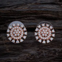 Kushal's Fashion Jewellery Rose-Gold Plated White Cubic Zirconia Classic Studs Earrings-picture-41