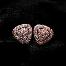 CARDINAL White Rose Gold-Plated AD Studded Triangular Studs Earrings-picture-37