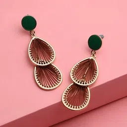 DressBerry Green Gold plated Drop Earrings-picture-38