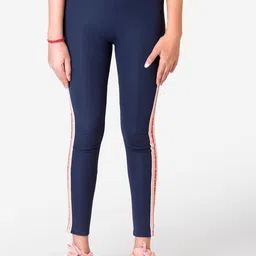 Mode by Red Tape Girls Navy Blue Solid Skinny Fit Leggings-image-72