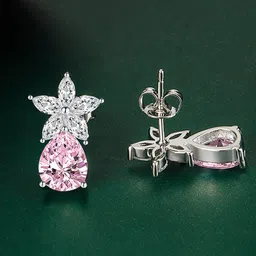 Designs & You Cubic Zirconia Silver Plated Contemporary Drop Earrings image 5