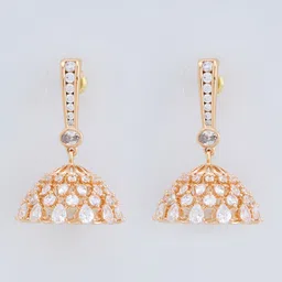 Kushal's Fashion Jewellery Gold-Plated Zircon Contemporary Jhumkas Earrings image 3