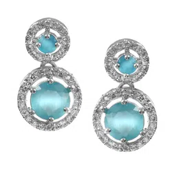 Jewar Mandi Silver-Plated Circular Drop Earrings image 3