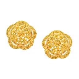 Vighnaharta Pack Of 4 Floral Gold-Plated Studs Earrings image 3