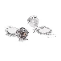 Sangria Silver-Plated Mirror-Studded Jhumka Earrings image 2