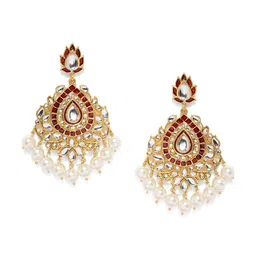 Fida Gold Plated Contemporary Stone Studded Drop Earrings image 4