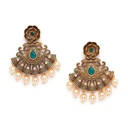KARATCART Green Gold Plated Classic Chandbalis Earrings image 4