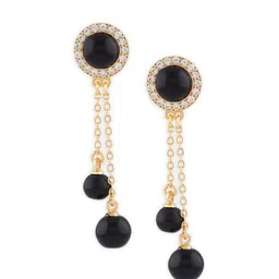 MINUTIAE Black & Gold-Plated Circular Drop Earrings image 5