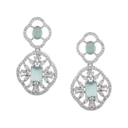 Silvermerc Designs Silver-Plated American Diamond Studded Drop Earrings image 2