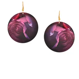 Silvermerc Designs Gold Plated Rose Petal Printed Leaf Shaped Drop Earrings image 4