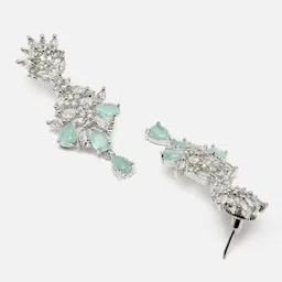 Aazeen Rhodium-Plated Spiked Drop Earrings image 2