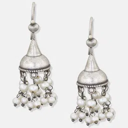 ATIBELLE Set Of 2 German Silver Plated Jhumkas & Drop Earrings image 5