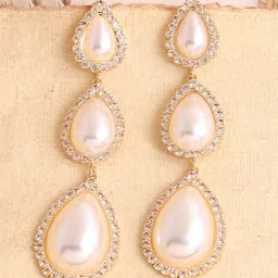 SOHI Gold Plated Contemporary Drop Earrings image 2