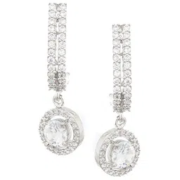 Saraf RS Jewellery Silver-Plated CZ Studded Drop Earrings image 2