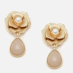 SOHI Gold-Plated Floral Drop Earrings image 3
