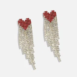 SOHI Silver-Plated Tasselled Contemporary Drop Earrings image 4