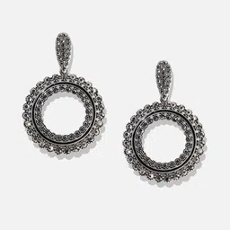 SOHI Silver-Plated Circular Drop Earrings image 5