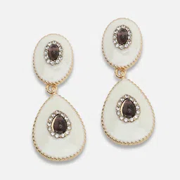 SOHI Gold-Plated Stone-Studded Drop Earrings image 4