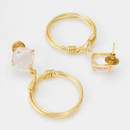 aadita Gold-Plated Stone-Studded Drop Earrings image 2