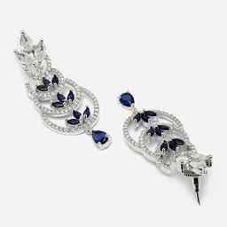 Aazeen Rhodium-Plated Crescent Shaped Drop Earrings image 2