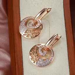 Shining Diva Fashion Rose Gold-Plated White Zircon Drop Earrings-image-53