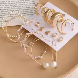 KARISHMA KREATIONS Set Of 9 Gold-Plated Classic Earrings image 5