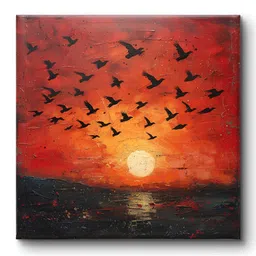 SAF Red & Black 1 Piece Canvas Floral and Botanical Wall Paintings image 2