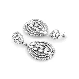 AccessHer Silver-Toned Teardrop Shaped Drop Earrings image 2