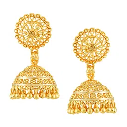 MEENAZ Gold-Plated Dome Shaped Jhumkas Earrings image 4